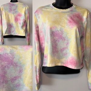 Hollister, pastel tie-dye, long sleeve cropped T-shirt, size small